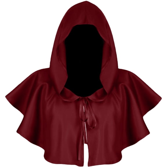 Xfvqtps Men and Women Hood Cloak Short Neck Strap Medieval Wizard Renaissance Hoodie Cape Red