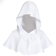 thumbnail image 1 of Xfvqtps Men and Women Hood Cloak Short Neck Strap Medieval Wizard Renaissance Hoodie Cape White, 1 of 6