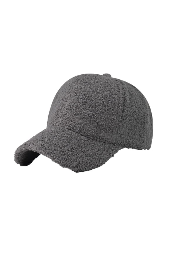 Men and Women Lamb Wool Plush Baseball Cap Solid Color Simplicity Fashion Thickened Windproof Coldproof Warm Winter Hat Gray