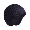 thumbnail image 1 of Xfvqtps Men and Women Skull Cap with Earmuff Knitting Solid Color Thickened Windproof Coldproof Warm Winter Beanie Navy, 1 of 5