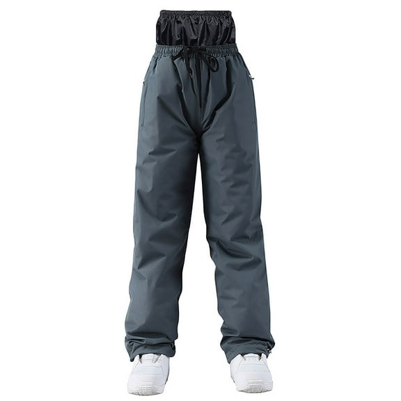 Xfvqtps Men and Women Snow Pants Snowboarding Raise Waistband Elastic Trouser Leg Warm Waterproof Windproof Winter Ski Pants Navy