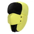 thumbnail image 1 of Xfvqtps Men and Women Trapper Hat with Mask Buckle Fleece Lining Solid Color Thickened Windproof Coldproof Warm Winter Hat Yellow, 1 of 7