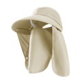 thumbnail image 1 of Xfvqtps Men and Women Visor Hat with Mask Wide Brim Hat Sunshade UV Protection Removable Solid Color Breathable Summer Sun Hat Beige, 1 of 7