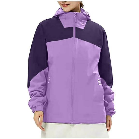 Xfvqtps Men and Women Warm Snowboard Jacket Ski Coat Detachable Plush Lined Hooded Waterproof Windproof Winter Mountain Coat Purple
