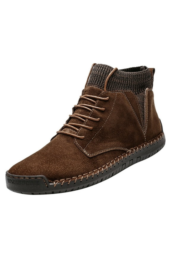 Mens Ankle Boots British Lace up Comfortable Motorcycle Skin Casual Suede Sports Shoes Retro Martin Shoes Breathable Locomotive Tooling Shoe Brown