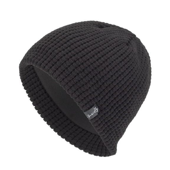 Xfvqtps Mens Beanie Knitted Plush Lining Solid Color Simplicity Stretch Soft Thickened Windproof Coldproof Warm Winter Skull Cap Black