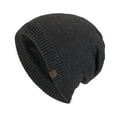 thumbnail image 1 of Xfvqtps Mens Beanie Knitted Plush Lining Solid Color Simplicity Stretch Soft Thickened Windproof Coldproof Warm Winter Slouchy Hat Dark Gray, 1 of 5
