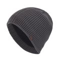 thumbnail image 1 of Xfvqtps Mens Beanie Knitted Plush Lining Solid Color Simplicity Vertical Stripes Stretch Soft Thickened Windproof Coldproof Warm Winter Skull Cap Dark Gray, 1 of 8