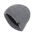 thumbnail image 1 of Xfvqtps Mens Beanie Knitted Plush Lining Solid Color Simplicity Vertical Stripes Stretch Soft Thickened Windproof Coldproof Warm Winter Skull Cap Gray, 1 of 8