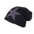 thumbnail image 1 of Xfvqtps Mens Beanie Knitting Crochet Sport Style Star Print Slouchy Vintage Stretch Windproof Coldproof Outdoor Fall Winter Warm Soft Skull Cap Black, 1 of 4