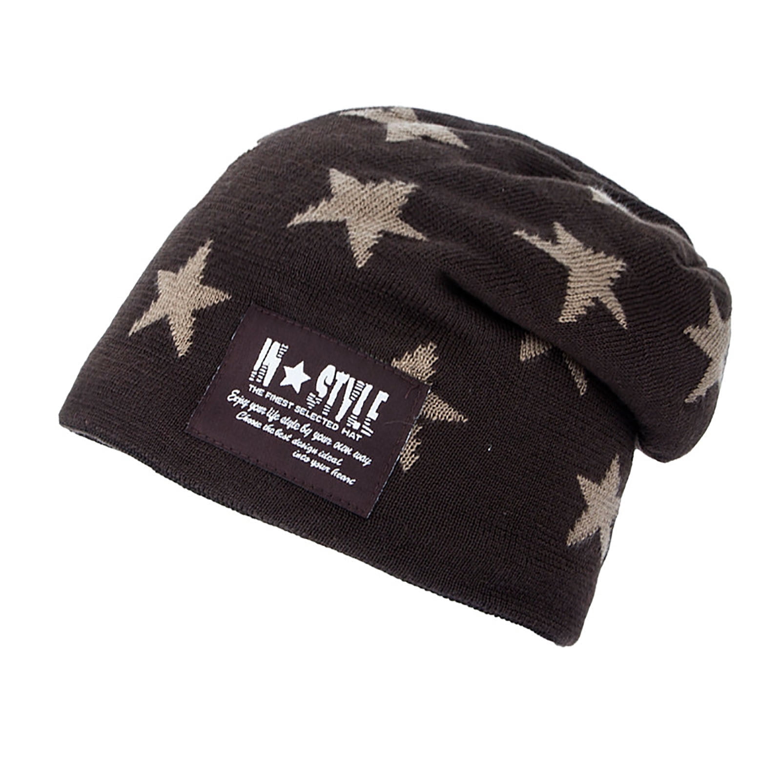 Xfvqtps Mens Beanie Slouchy Fashion Leather Label Star 