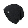 thumbnail image 1 of Xfvqtps Mens Beanie Slouchy Star Label Knitting Crochet Pullover Sport Style Vintage Fashion Stretch Windproof Coldproof Outdoor Fall Winter Warm Soft Skull Cap Black, 1 of 4