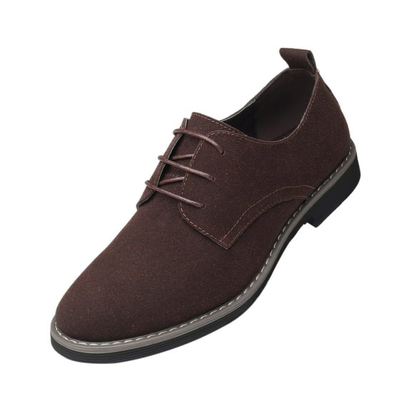 Xfvqtps Mens Casual Shoes British Style Suede Surface Lace up Classic Comfortable Soft Sole Business Casual Frosted Leather Shoes Brown