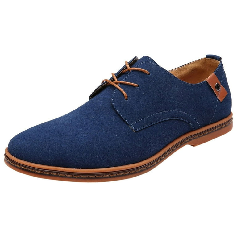 Xfvqtps Mens Casual Shoes British Style Suede Surface Lace up Fashion  Classic Comfortable Soft Sole Business Casual Matte Leather Single Shoes  Blue - Walmart.com