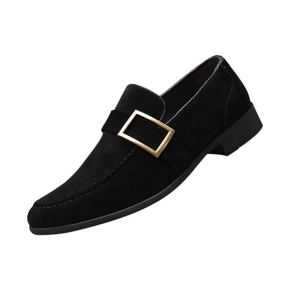 Xfvqtps Mens Casual Shoes British Style Suede Surface Metal Buckle Fashion Classic Comfortable Soft Sole Casual Matte Moccasins Shoes Black