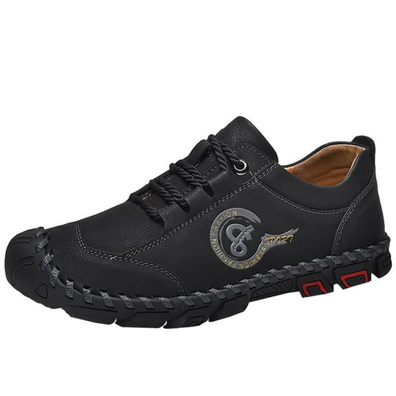Xfvqtps Mens Casual Shoes Lace Up Lightweight Outdoor Versatile British Driving Motorcycle Shoes Summer Plus Size Fashion Sports Shoes Black