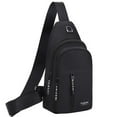 thumbnail image 1 of Xfvqtps Mens Chest Bag Adjustable Shoulder Strap Large Capacity Double Compartment Multi-Purpose Fashion Lightweight Portable Commuting Oxford Cloth Crossbody Bag Black, 1 of 7