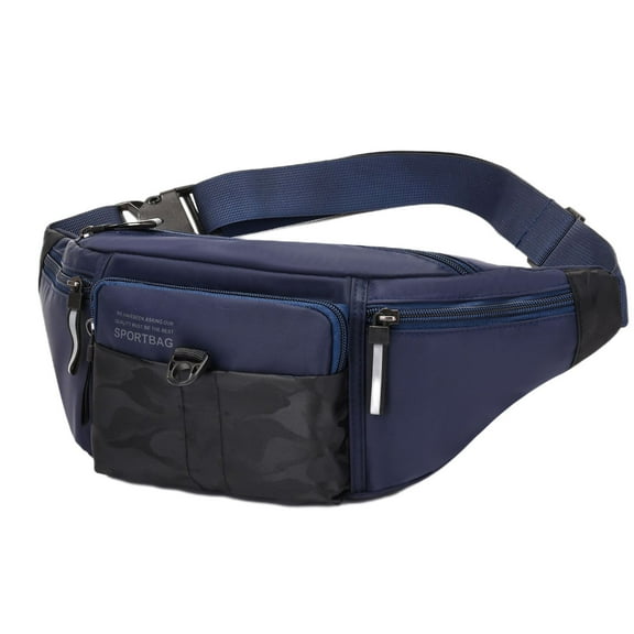 Xfvqtps Mens Chest Bag Adjustable Shoulder Strap Large Capacity Multi Compartment Multi-Purpose Fashion Lightweight Portable Commuting Canvas Belt Bag Blue