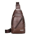 thumbnail image 1 of Xfvqtps Mens Chest Bag Adjustable Shoulder Strap Large Capacity Multi Compartment Multi-Purpose Fashion Lightweight Portable Commuting Leather Crossbody Bag Coffee, 1 of 7