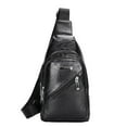 thumbnail image 1 of Xfvqtps Mens Chest Bag Adjustable Shoulder Strap Large Capacity Multi Compartment Multi-Purpose Fashion Lightweight Portable Commuting Leather Crossbody Bag Black, 1 of 1