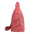 thumbnail image 1 of Xfvqtps Mens Chest Bag Adjustable Shoulder Strap Large Capacity Multi Compartment Multi-Purpose Fashion Lightweight Portable Commuting Nylon Crossbody Bag Pink, 1 of 7