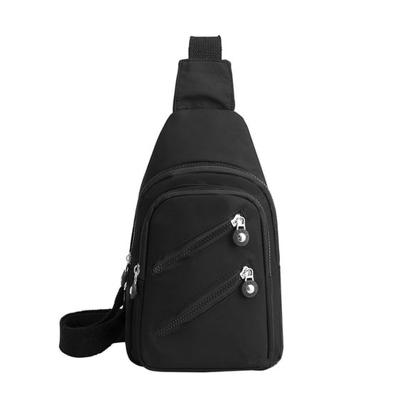 Xfvqtps Mens Chest Bag Adjustable Shoulder Strap Large Capacity Multi Compartment Multi-Purpose Fashion Lightweight Portable Commuting Oxford Cloth Crossbody Bag Black