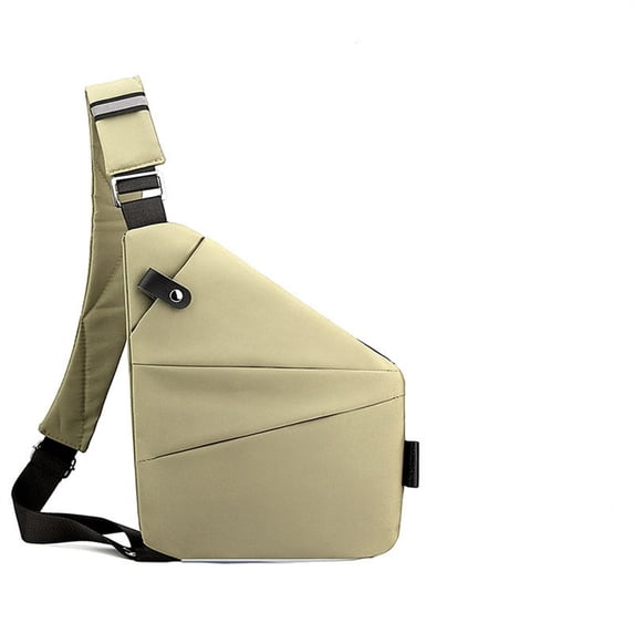 Xfvqtps Mens Chest Bag Adjustable Shoulder Strap Large Capacity Multi Compartment Multi-Purpose Fashion Lightweight Portable Commuting Oxford Cloth Crossbody Bag Khaki
