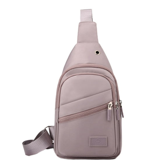 Xfvqtps Mens Chest Bag Adjustable Shoulder Strap Large Capacity Multi Compartment Multi-Purpose Fashion Waterproof Lightweight Portable Commuting Nylon Crossbody Bag Purple