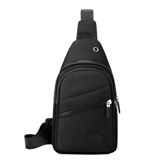Xfvqtps Mens Chest Bag Adjustable Shoulder Strap Large Capacity Multi Compartment Multi-Purpose Fashion Waterproof Lightweight Portable Commuting Nylon Crossbody Bag Black