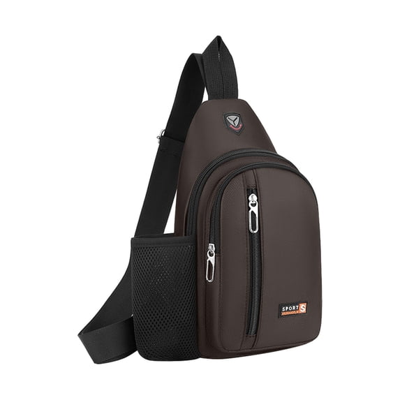 Xfvqtps Mens Chest Bag Adjustable Shoulder Strap Large Capacity Multi Compartment Multi-Purpose Fashion Waterproof Lightweight Portable Commuting Oxford Cloth Crossbody Bag Brown