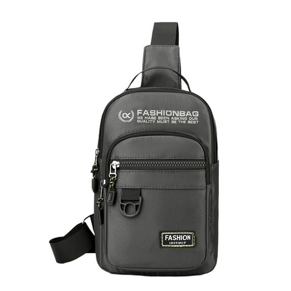 Xfvqtps Mens Chest Bag Adjustable Shoulder Strap Large Capacity Multi Compartment Multi-Purpose Fashion Waterproof Lightweight Portable Commuting Oxford Cloth Crossbody Bag Gray