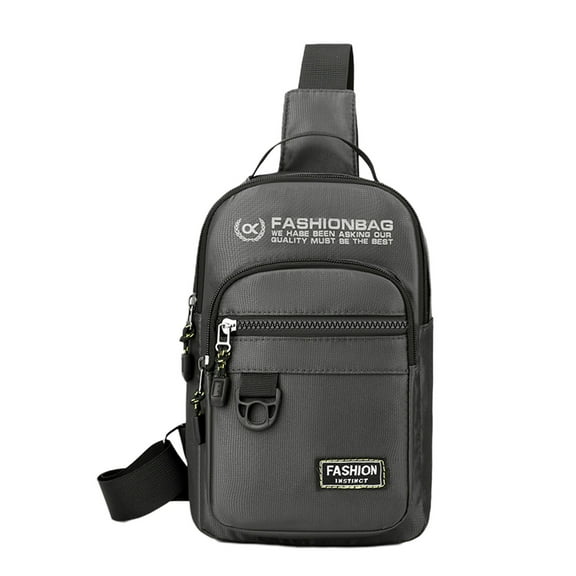 Xfvqtps Mens Chest Bag Adjustable Shoulder Strap Large Capacity Multi Compartment Multi-Purpose Fashion Waterproof Lightweight Portable Commuting Oxford Cloth Crossbody Bag Gray