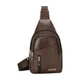 thumbnail image 1 of Xfvqtps Mens Chest Bag with Headphone Jack Adjustable Shoulder Strap Large Capacity Multi Compartment Multi-Purpose Fashion Lightweight Portable Commuting Leather Crossbody Bag Brown, 1 of 7