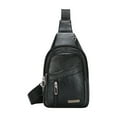 thumbnail image 1 of Xfvqtps Mens Chest Bag with Headphone Jack Adjustable Shoulder Strap Large Capacity Multi Compartment Multi-Purpose Fashion Lightweight Portable Commuting Leather Crossbody Bag Black, 1 of 7
