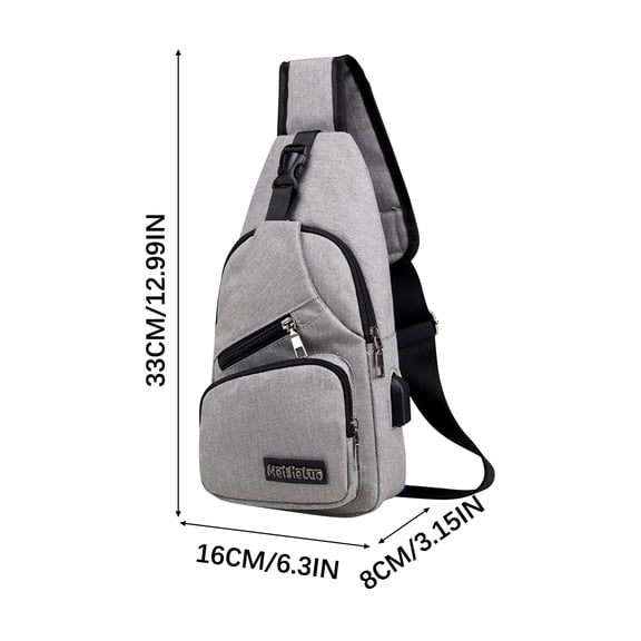 Xfvqtps Mens Chest Bag Multi-Purpose Adjustable Shoulder Strap Multi Compartment Fashion Lightweight Oxford Cloth Inclined Shoulder Bag Gray