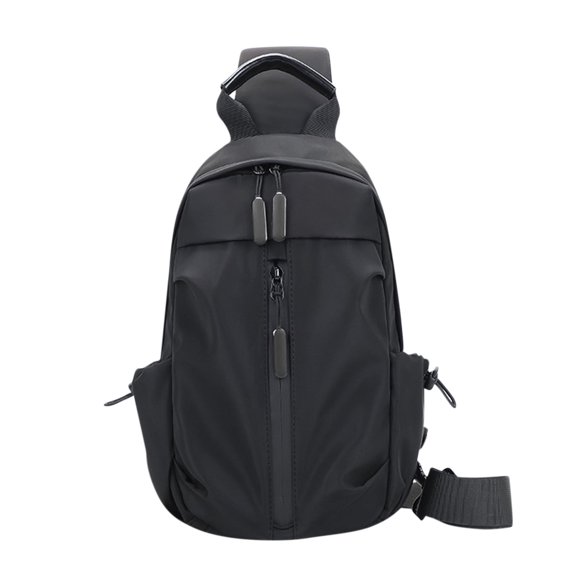 Xfvqtps Mens Chest Bag with USB Adjustable Shoulder Strap Large Capacity Multi Compartment Multi-Purpose Fashion Lightweight Portable Commuting Nylon Crossbody Bag Black