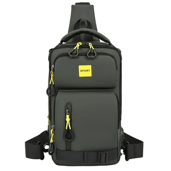 Xfvqtps Mens Chest Bag with USB Adjustable Shoulder Strap Large Capacity Multi Compartment Multi-Purpose Fashion Waterproof Lightweight Portable Commuting Oxford Cloth Crossbody Bag Green
