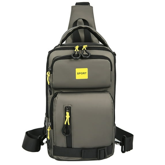 Xfvqtps Mens Chest Bag with USB Adjustable Shoulder Strap Large Capacity Multi Compartment Multi-Purpose Fashion Waterproof Lightweight Portable Commuting Oxford Cloth Crossbody Bag Khaki