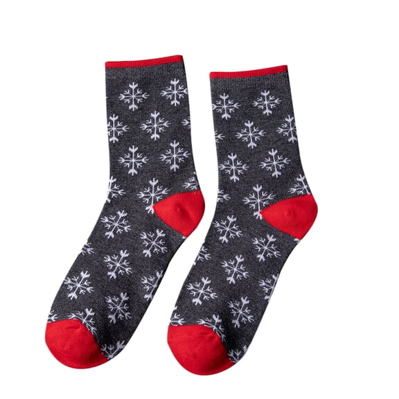 Xfvqtps Mens Christmas Socks Snowflake Pattern Mid Tube Knitting Warm Socks Christmas Accessories Floor Sleep Socks Gray