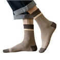 thumbnail image 1 of Xfvqtps Mens Crew Socks Color Blocking Knitting Mid Tube Elastic Comfort Breathable Soft Warm Winter Cotton Socks Coffee, 1 of 4