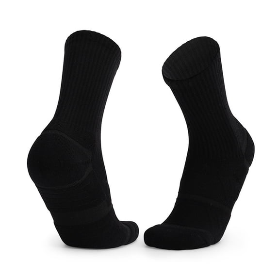 Xfvqtps Mens Crew Socks Cushioned Absorb Sweat Solid Color Long Tube Socks for Outdoor Cycling Running Sports Socks Black