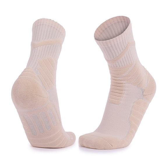 Xfvqtps Mens Crew Socks Cushioned Absorb Sweat Solid Color Long Tube Socks for Outdoor Cycling Running Sports Socks Khaki