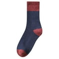 thumbnail image 1 of Xfvqtps Mens Crew Socks Mid Tube Color Blocking Knitting Thickened Sweat Absorbing Breathable Comfort Soft Warm Cotton Socks Navy, 1 of 6