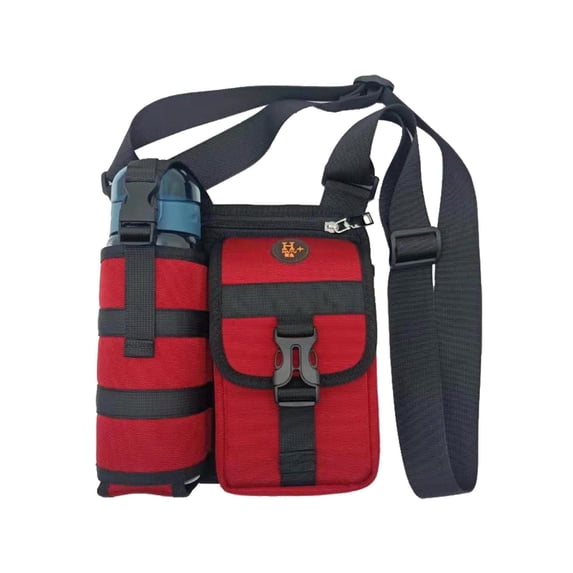 Xfvqtps Mens Crossbody Bag Bring A Water Bottle Holder Plastic Buckle Adjustable Shoulder Strap Multi-Purpose Multi Compartment Fashion Lightweight Oxford Cloth Bag Red