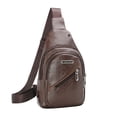 thumbnail image 1 of Xfvqtps Mens Crossbody Bags with Earphone Hole Multiple Compartments Large Capacity Adjustable Shoulder Strap Fashion Retro Style Leather Shoulder Bags Brown, 1 of 5