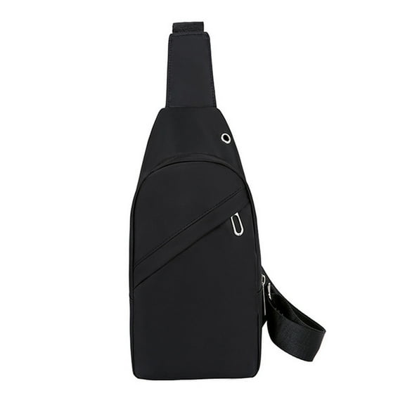 Xfvqtps Mens Crossbody Bags with Earphone Hole Solid Color Simplicity Adjustable Shoulder Strap Waterproof Sports Fashion Travel Hiking Casual Shoulder Bags Black