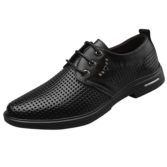 Xfvqtps Mens Dress Shoes British Style Hollow Out Pointy Toe Lace up Soft Soles Breathable Comfortable Fashion Classic Formal Business Casual Leather Shoes Black