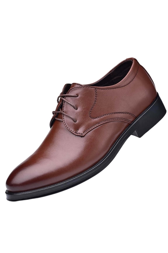 Mens Dress Shoes British Style Simplicity Pointy Toe Lace up Fashion Classic Formal Business Casual Comfy Leather Shoes Brown