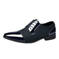 thumbnail image 1 of Xfvqtps Mens Dress Shoes British Style Splicing Together Lattice Pointy Toe Lace up Fashion Classic Formal Business Casual Comfy Patent Leather Shoes Dark Blue, 1 of 9