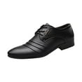 thumbnail image 1 of Xfvqtps Mens Dress Shoes British Style Wrinkle Design Pointy Toe Lace up Metal Fashion Classic Formal Business Leather Shoes Black, 1 of 8